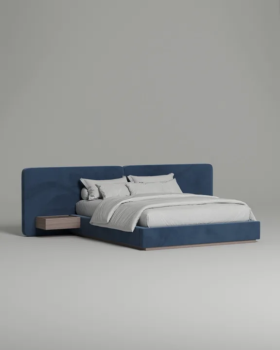 Кровать Айри под матрас 180x200 с мягким изголовьем и ящиком для хранения белья. Материал: велюр - Velutto 54