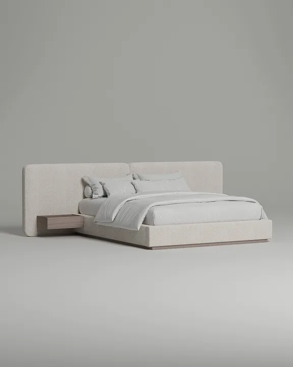 Кровать Айри под матрас 160x200 с мягким изголовьем и ящиком для хранения белья. Материал: букле - Buckle white A