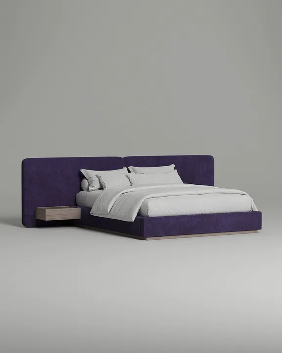 Кровать Айри под матрас 160x200 с мягким изголовьем и ящиком для хранения белья. Материал: микровельвет - Velvet lux 93