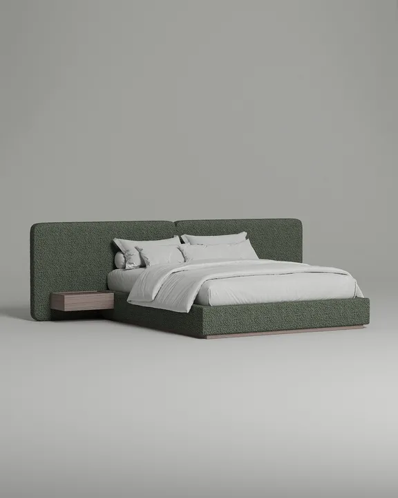 Кровать Айри под матрас 160x200 с мягким изголовьем и ящиком для хранения белья. Материал: искусственный мех - Hush 617