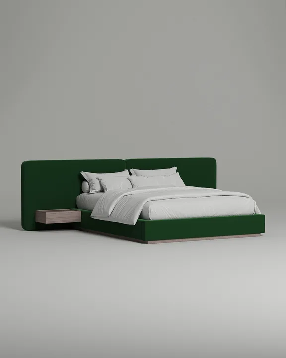 Кровать Айри под матрас 200x200 с мягким изголовьем и ящиком для хранения белья. Материал: велюр - Novus 659