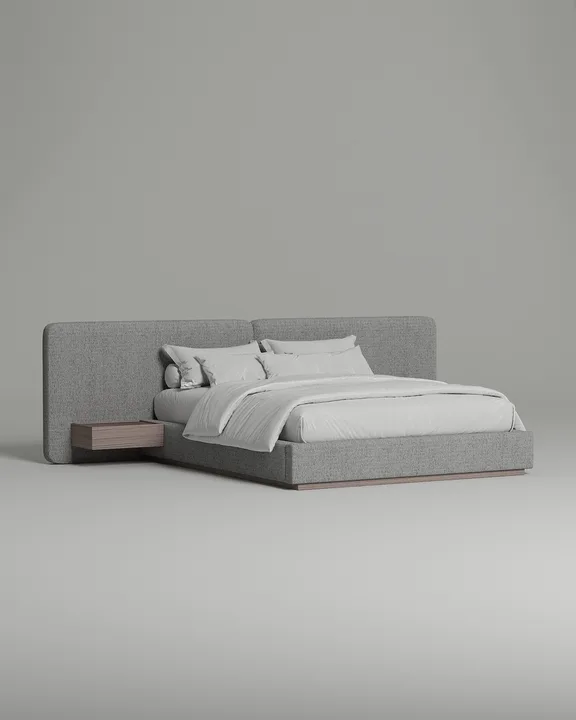 Кровать Айри под матрас 160x200 с мягким изголовьем и ящиком для хранения белья. Материал: Mys 995 (рогожка) Кровать Айри под матрас 160x200 с мягким изголовьем и ящиком для хранения белья. Материал: рогожка - Mys 995