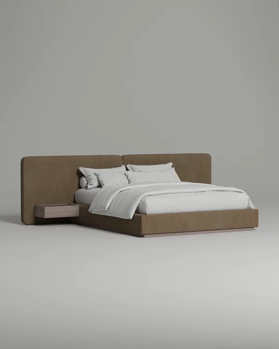 Кровать Айри под матрас 160x200 с мягким изголовьем и ящиком для хранения белья. Материал: искусственная замша - Oxford 920