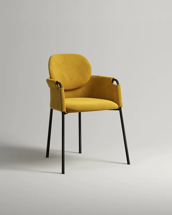 Удобный стул Алаборг. Материал: велюр. Цвет: желтый (Velutto 56)