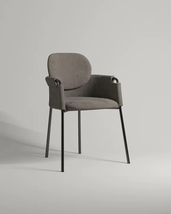 Удобный стул Алаборг. Материал: искусственная замша. Цвет: коричневый (Elixir 980)