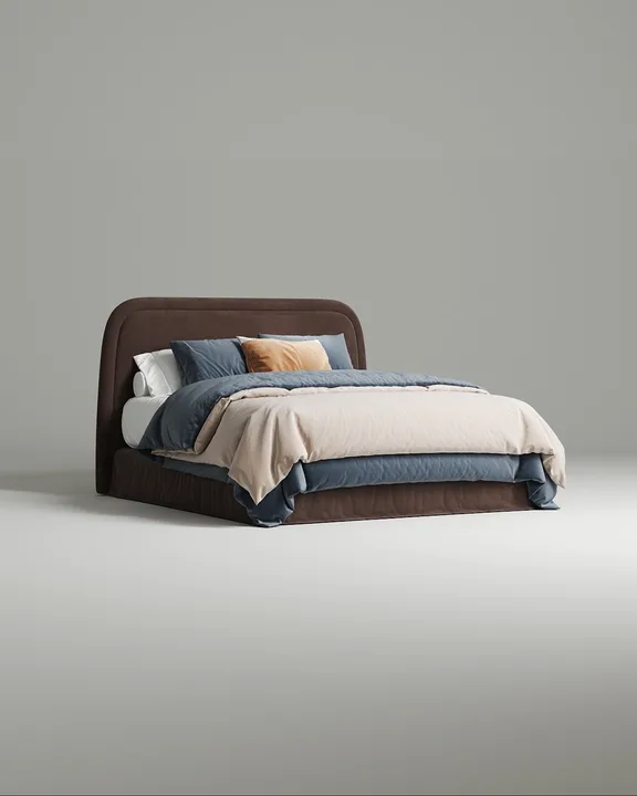 Кровать Элора под матрас 160x200 с мягким изголовьем и ящиком для хранения белья. Материал: велюр - Velutto 36