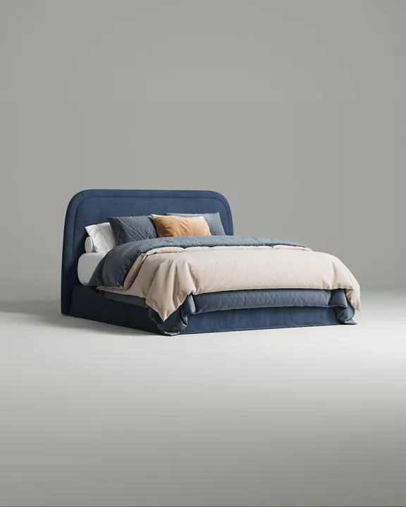 Кровать Элора под матрас 180x200 с мягким изголовьем и ящиком для хранения белья. Материал: искусственная замша - Elixir 780