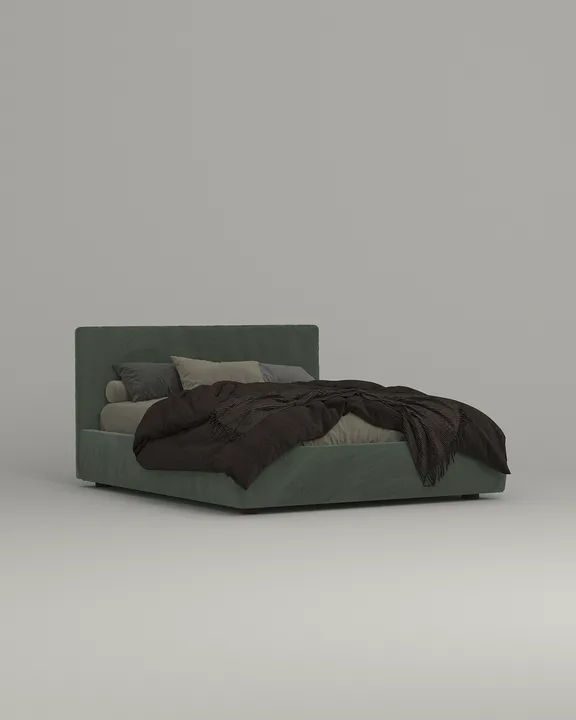 Кровать Сомеро под матрас 200x200 с мягким изголовьем и ящиком для хранения белья. Материал: Novus 695 (велюр) Кровать Сомеро под матрас 200x200 с мягким изголовьем и ящиком для хранения белья. Материал: велюр - Novus 695