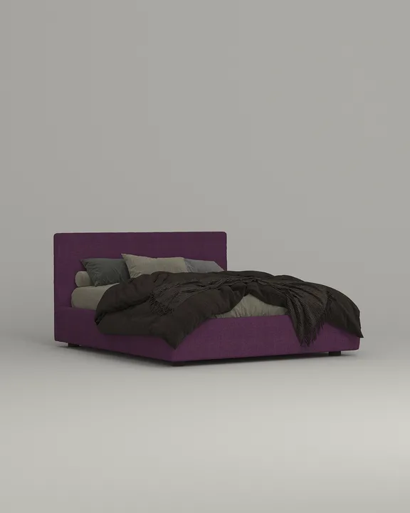 Кровать Сомеро под матрас 180x200 с мягким изголовьем и ящиком для хранения белья. Материал: рогожка - Romeo 06