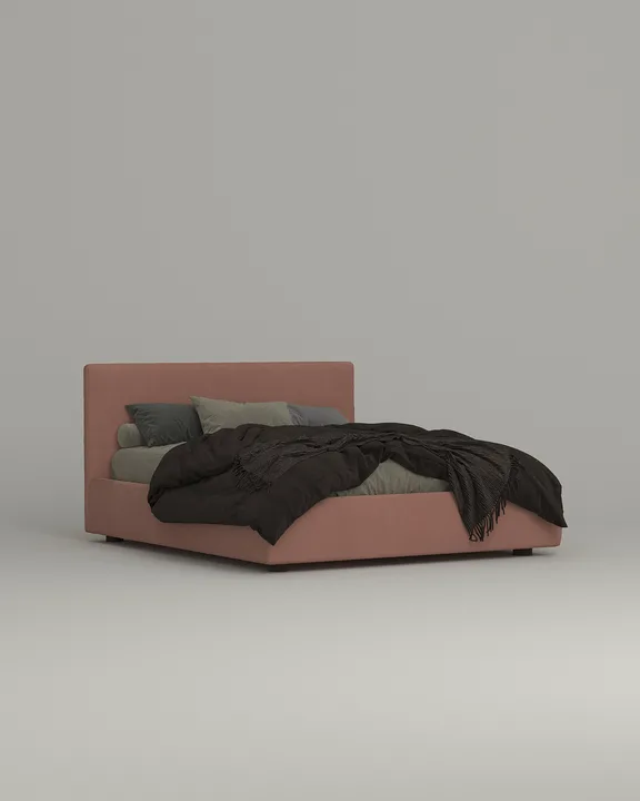 Кровать Сомеро под матрас 200x200 с мягким изголовьем и ящиком для хранения белья. Материал: велюр - Avatar 305