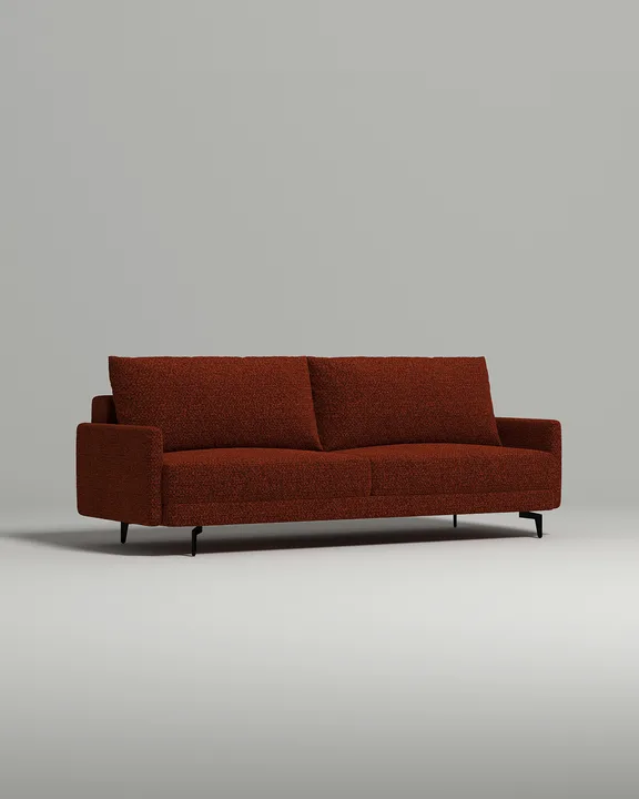 Стильный прямой диван Адвэнт. Материал: Букле. Цвет: Терракотовый Стильный прямой диван Адвэнт. Материал: Букле. Цвет: Терракотовый