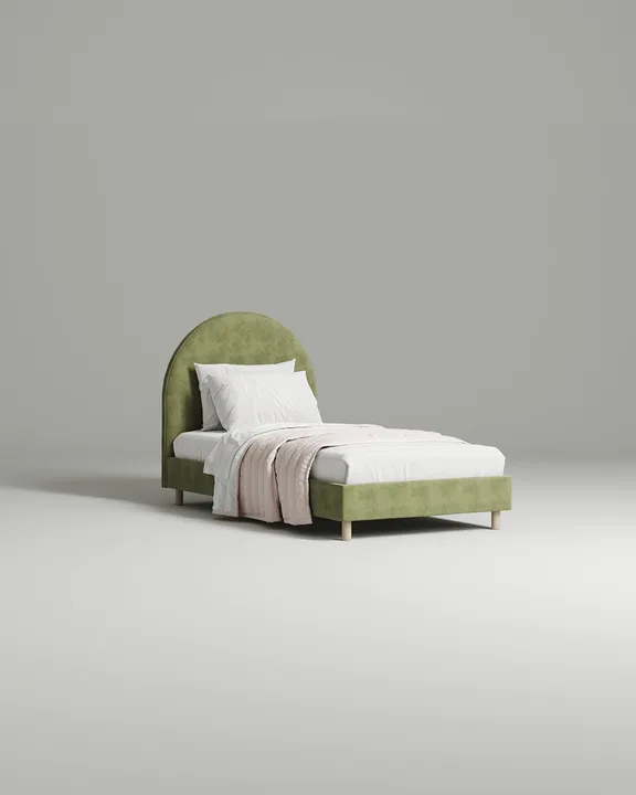 Кровать Бордо под матрас 120x200 с мягким изголовьем без ящика для белья. Материал: велюр - Velutto 69