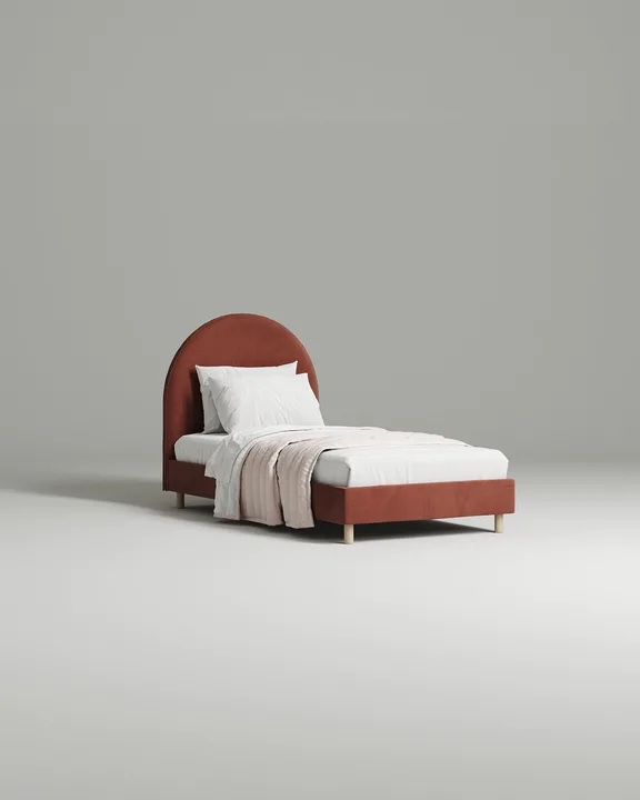 Кровать Бордо под матрас 120x200 с мягким изголовьем без ящика для белья. Материал: велюр - Velutto 55