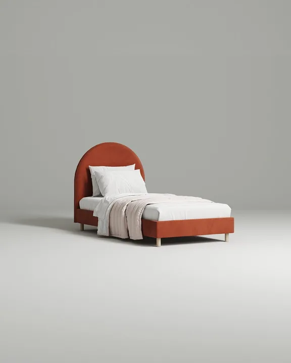 Кровать Бордо под матрас 120x200 с мягким изголовьем без ящика для белья. Материал: велюр - Velutto 39