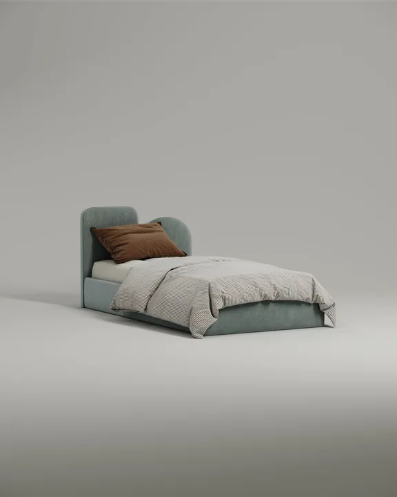 Кровать Виен под матрас 120x200 с мягким изголовьем без ящика для белья. Материал: велюр - Velutto 53