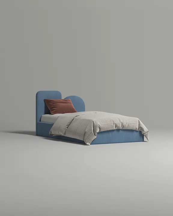 Кровать Виен под матрас 90x200 с мягким изголовьем без ящика для белья. Материал: велюр - Velutto 46