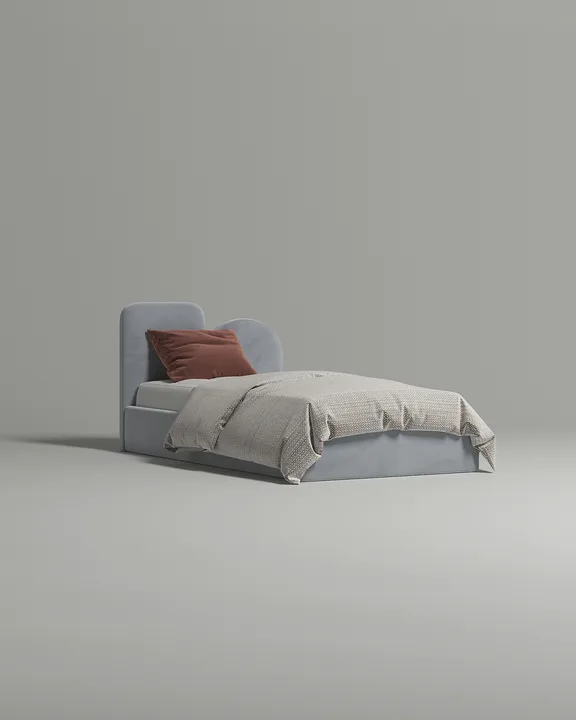 Кровать Виен под матрас 120x200 с мягким изголовьем без ящика для белья. Материал: велюр - Velutto 51