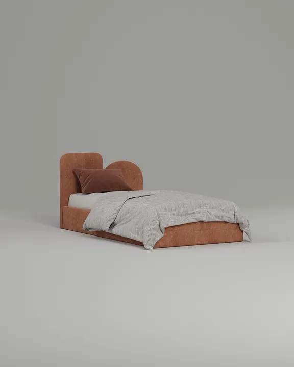 Кровать Виен под матрас 90x200 с мягким изголовьем без ящика для белья. Материал: флок - Dania rust A