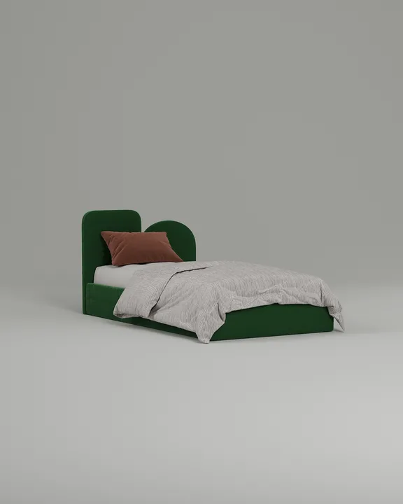 Кровать Виен под матрас 90x200 с мягким изголовьем без ящика для белья. Материал: велюр - Novus 659