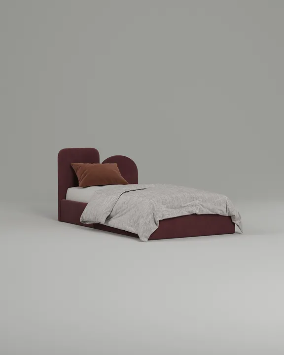 Кровать Виен под матрас 90x200 с мягким изголовьем без ящика для белья. Материал: велюр - Avatar 286