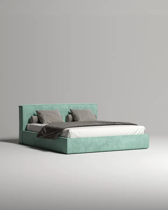 Кровать Хедда под матрас 180x200 с мягким изголовьем и ящиком для хранения белья. Материал: искусственная замша - Elixir 690