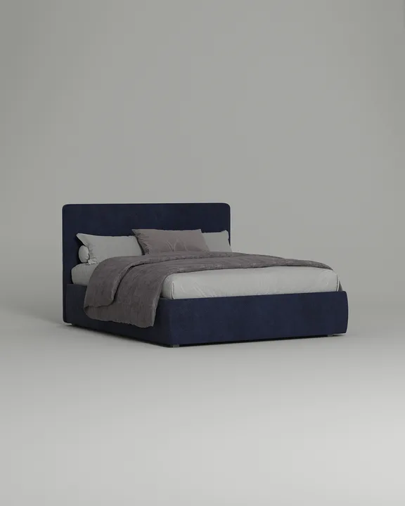 Кровать Окситания под матрас 200x200 с мягким изголовьем и ящиком для хранения белья. Материал: искусственная замша - Oxford 798