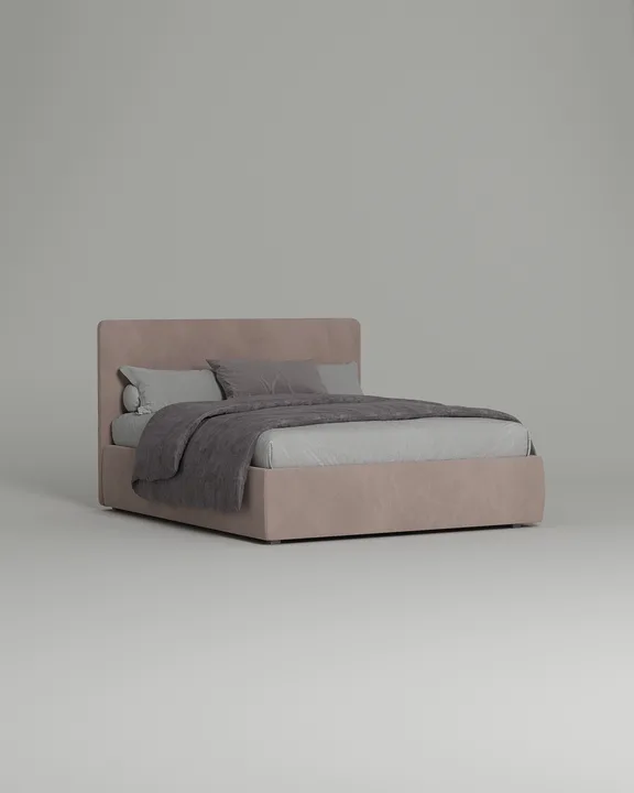 Кровать Окситания под матрас 200x200 с мягким изголовьем и ящиком для хранения белья. Материал: велюр - Avatar 230