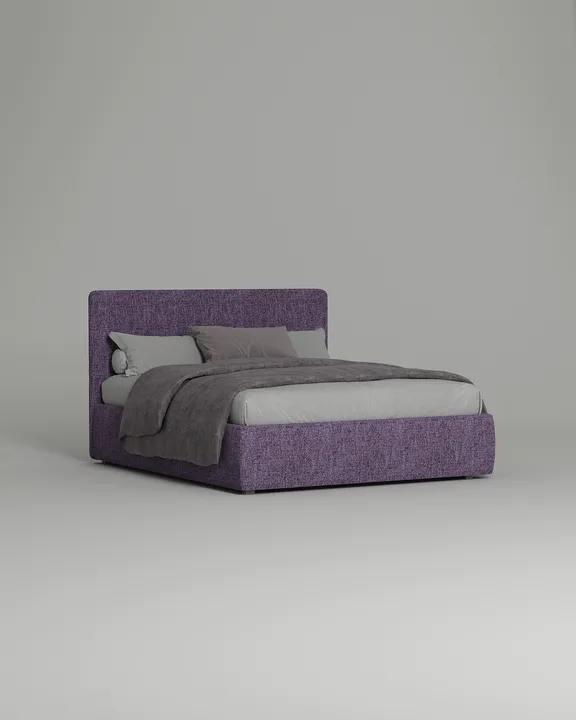 Кровать Окситания под матрас 160x200 с мягким изголовьем и ящиком для хранения белья. Материал: Mys 886 (рогожка) Кровать Окситания под матрас 160x200 с мягким изголовьем и ящиком для хранения белья. Материал: рогожка - Mys 886