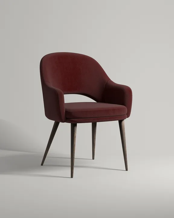 Удобный стул Локрон. Материал: велюр. Цвет: бордо (Avatar 286)