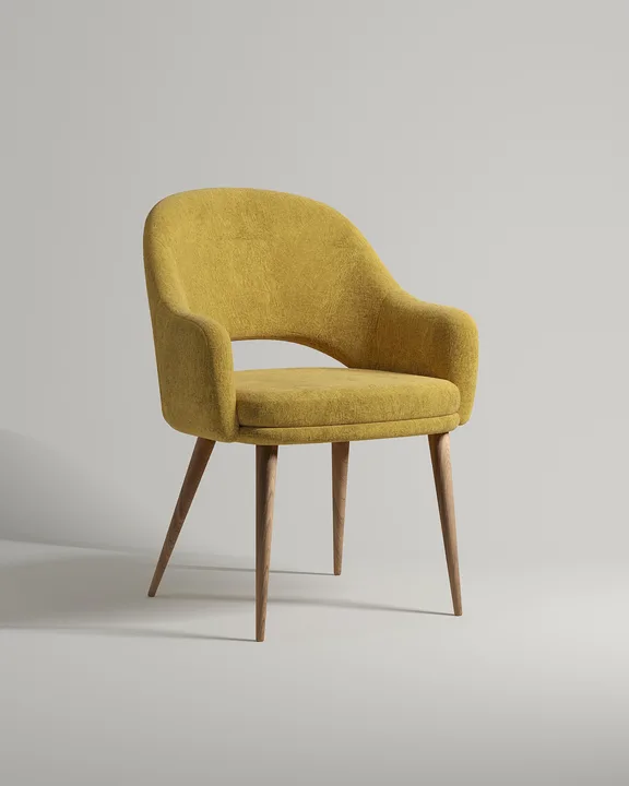 Удобный стул Локрон. Материал: флок. Цвет: горчичный (Dania ochra A)