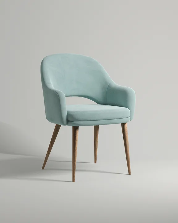 Удобный стул Локрон. Материал: велюр. Цвет: мятный (Novus 690)