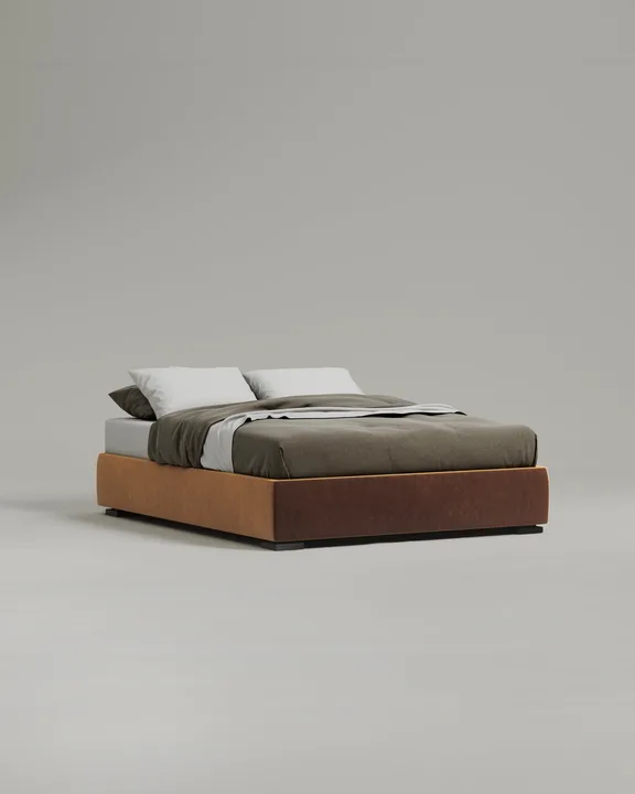 Кровать Крибби под матрас 180x200 без изголовья с ящиком для хранения белья. Материал: велюр - Velutto 62