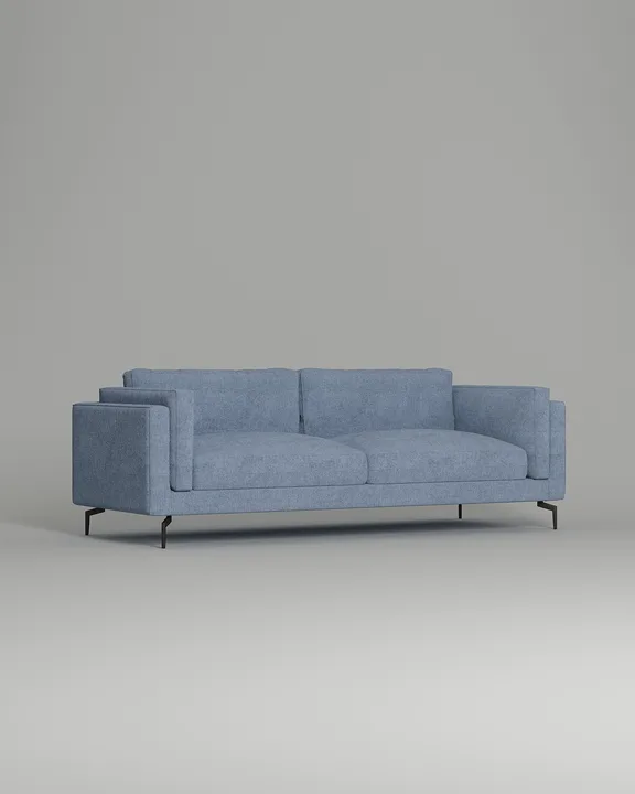 Стильный прямой диван Фоссе. Материал: Микровельвет. Цвет: Голубой Стильный прямой диван Фоссе. Материал: Микровельвет. Цвет: Голубой