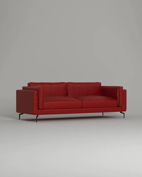 Стильный прямой диван Фоссе. Материал: Искусственная кожа. Цвет: Красный