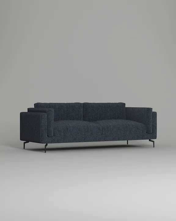 Стильный прямой диван Фоссе. Материал: рогожка. Цвет: Синий Стильный прямой диван Фоссе. Материал: рогожка. Цвет: Синий