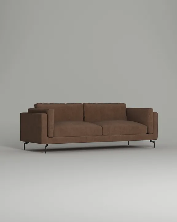 Стильный прямой диван Фоссе. Материал: Искусственная замша. Цвет: Коричневый