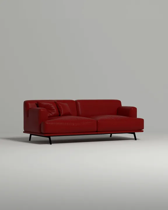 Стильный прямой диван Рэдон. Материал: Искусственная кожа. Цвет: Красный