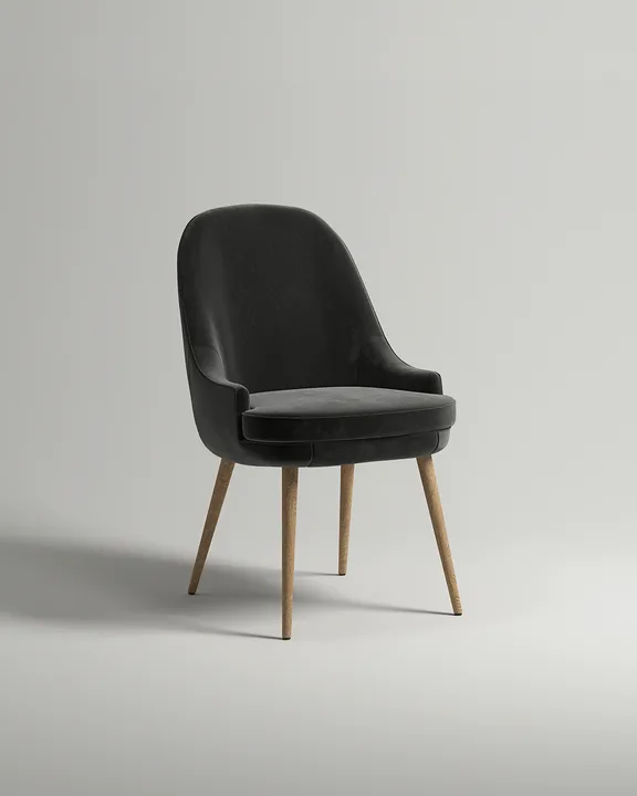 Удобный стул Акада. Материал: велюр. Цвет: черный (Velutto 34)