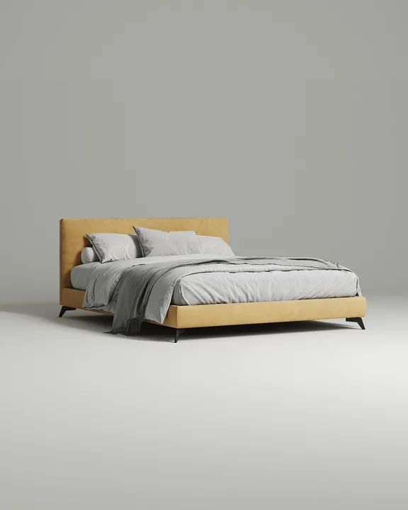 Кровать Моген под матрас 200x200 с мягким изголовьем без ящика для белья. Материал: велюр - Velutto 57