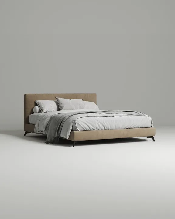 Кровать Моген под матрас 180x200 с мягким изголовьем без ящика для белья. Материал: велюр - Velutto 21