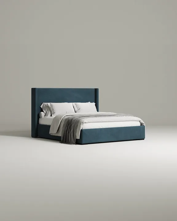 Кровать Трина под матрас 180x200 с мягким изголовьем и ящиком для хранения белья. Материал: велюр - Velutto 54