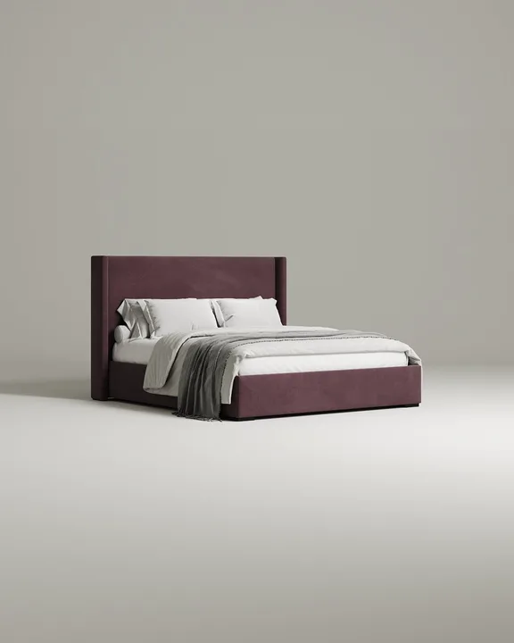 Кровать Трина под матрас 140x200 с мягким изголовьем и ящиком для хранения белья. Материал: Velutto 25 (велюр) Кровать Трина под матрас 140x200 с мягким изголовьем и ящиком для хранения белья. Материал: велюр - Velutto 25