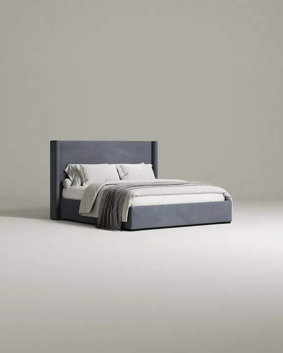 Кровать Трина под матрас 200x200 с мягким изголовьем и ящиком для хранения белья. Материал: Velutto 48 (велюр) Кровать Трина под матрас 200x200 с мягким изголовьем и ящиком для хранения белья. Материал: велюр - Velutto 48