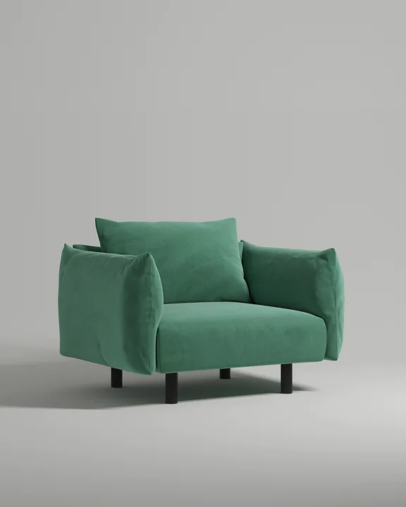 Кресло Хетлэнд на ножках с подлокотниками (зеленый велюр - Velutto 43) от Kalibroom