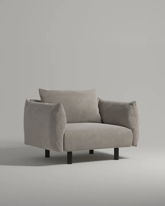 Кресло Хетлэнд на ножках с подлокотниками (бежевый велюр - Velutto 07) от Kalibroom