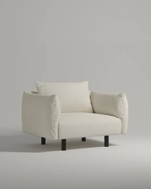 Кресло Хетлэнд на ножках с подлокотниками (белое букле - Buckle white A) от Kalibroom