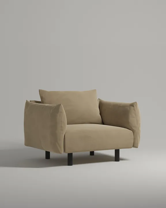 Кресло Хетлэнд на ножках с подлокотниками (бежевый велюр - Novus 152) от Kalibroom