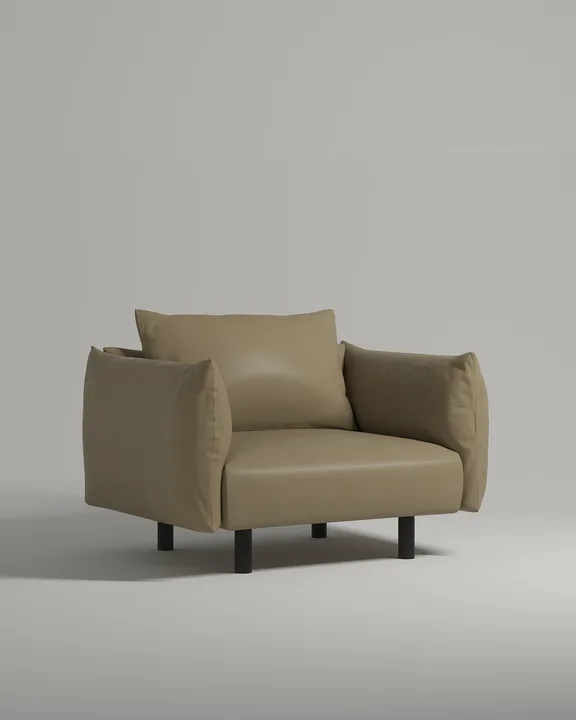 Кресло Хетлэнд на ножках с подлокотниками (бежевая искусственная кожа - Oregon 02) от Kalibroom