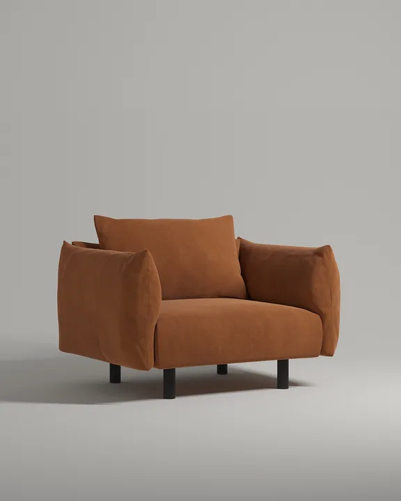 Кресло Хетлэнд на ножках с подлокотниками (оранжевый велюр) Кресло Хетлэнд на ножках с подлокотниками (оранжевый велюр - Velutto 62) от Kalibroom