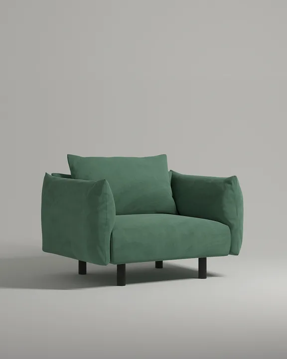 Кресло Хетлэнд на ножках с подлокотниками (зеленый велюр - Velutto 71) от Kalibroom